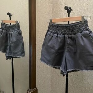 Shirred high waisted shorts